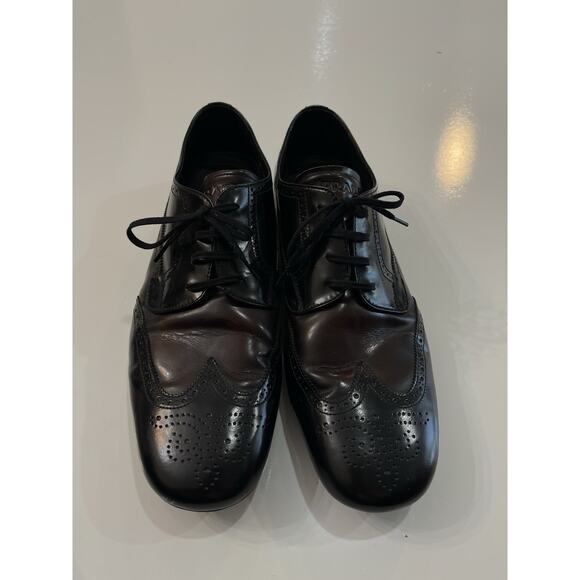 PRADA SPAZZOLATO FUME NERO BRUCIATO Black & Brown LEATHER Size 11 - Picture 2 of 8